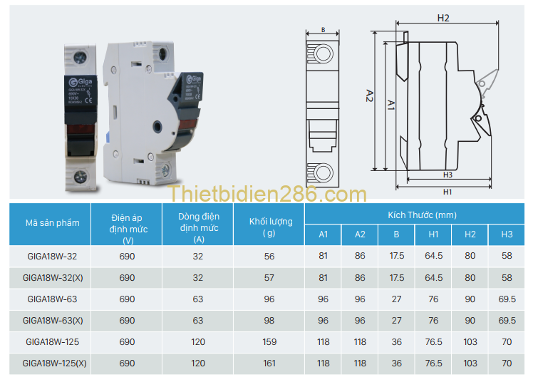 Đơn vị phân phối GIGA18W-32X Giga Electric uy tín