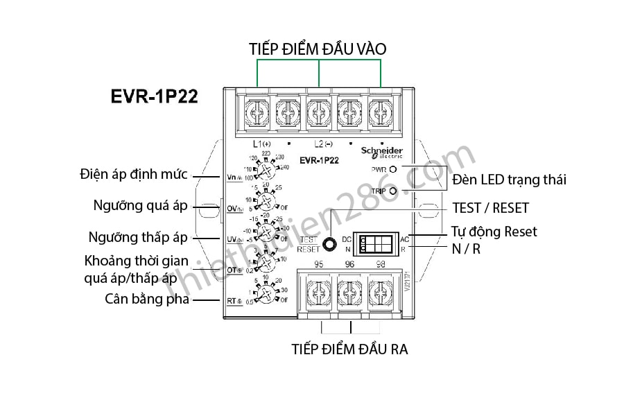 Bảng điều khiển bảo vệ biến áp EVR-1P22 Schneider