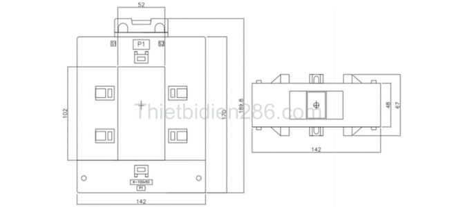 Kích thước biến dòng kẹp mở KDE10050SLC