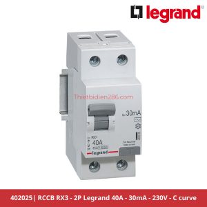 Aptomat chống giật Legrand 402025 RCCB 2P 40A 30mA