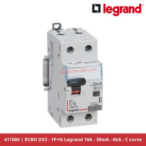 Aptomat chống giật Legrand 411000 RCBO 1P+N 10A 30mA