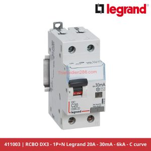 Aptomat chống giật Legrand 411003 RCBO 1P+N 20A 30mA