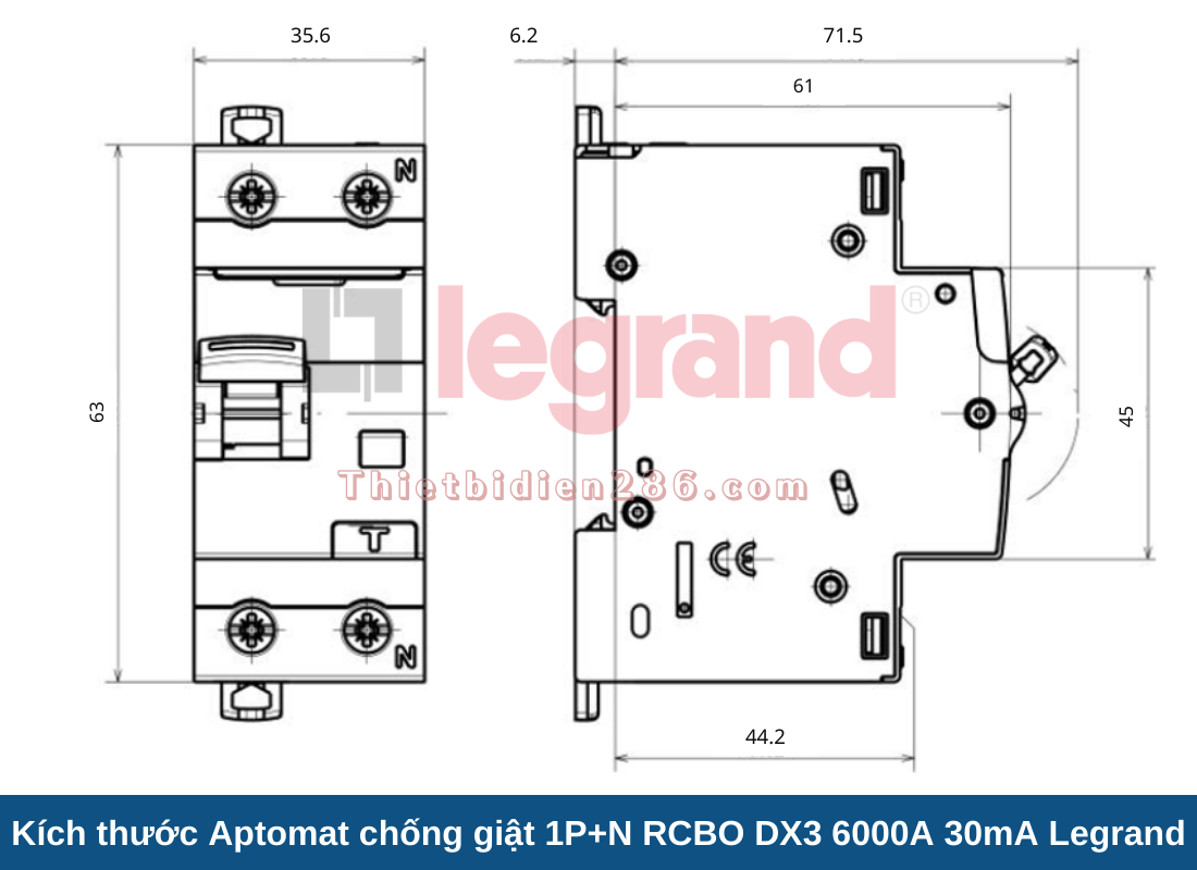 aptomat chống giật RCBO Legrand