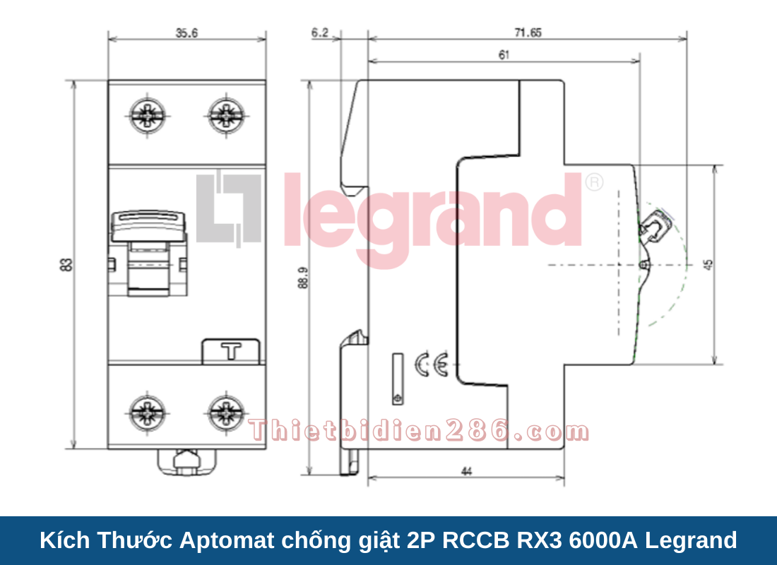 Aptomat chống giật RCCB 2 P Legrand