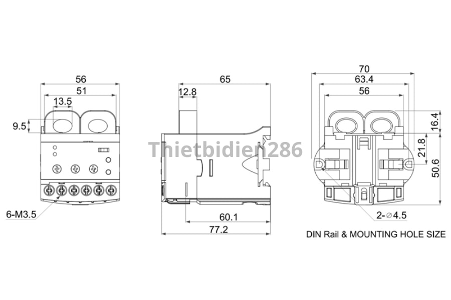 Kích thước rơ le bảo vệ thấp dòng EUCR Schneider