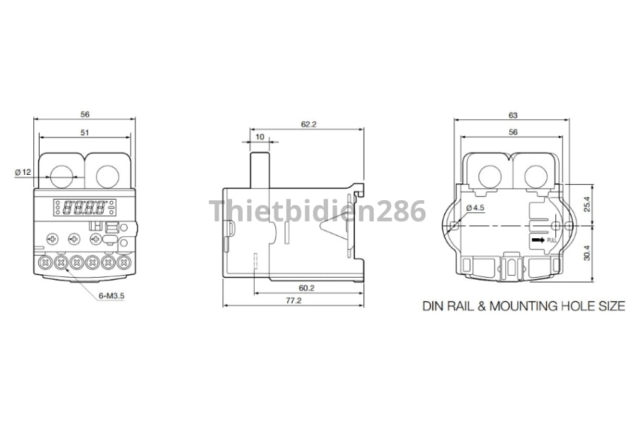 Kích thước rơ le điện tử có màn hình hiển thị EOCRSSD Schneider