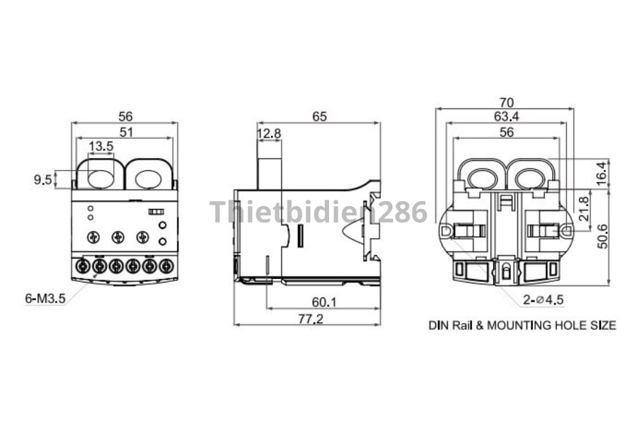 Kích thước rơ le điện tử EOCRAR Schneider