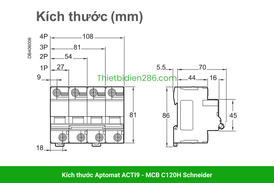 cầu dao tự động Acti9 - MCB C120H Schneider