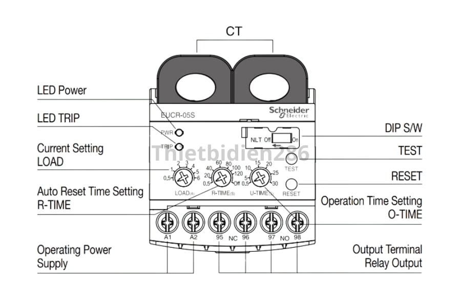 Mô tả đặc điểm rơ le bảo vê thấp dòng EUCR Schneider