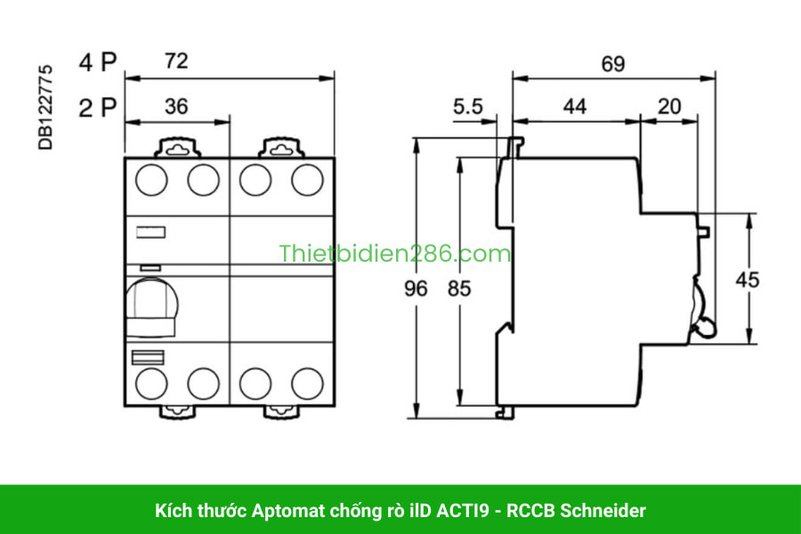 RCCB 2P 40A 30mA Schneider