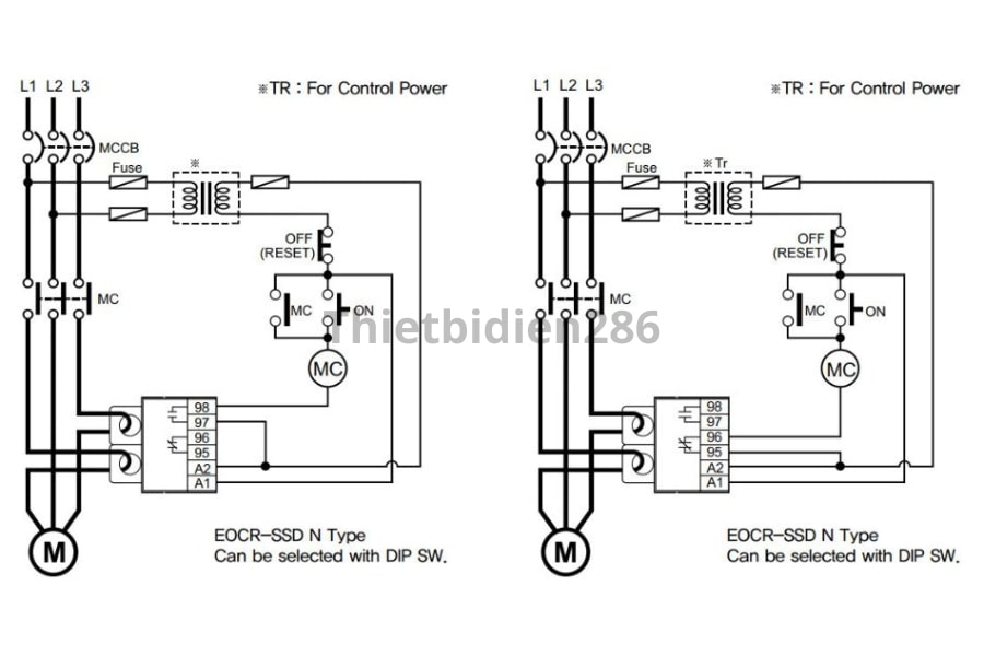 Sơ đồ cầu nối rơ le điện tử có màn hình hiển thị EOCRSSD Schneider