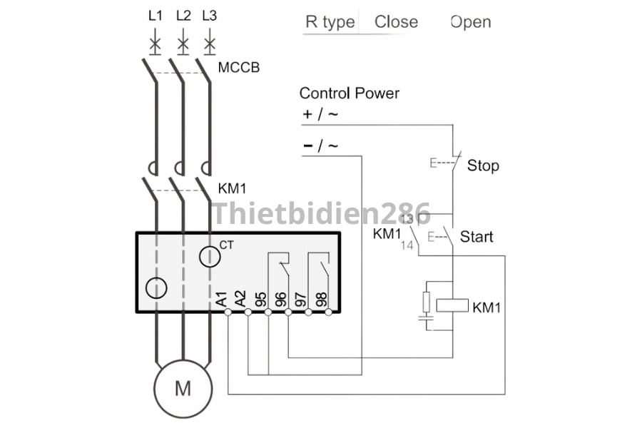 Sơ đồ cầu nối rơ le bảo vệ thấp dòng EUCR Schneider