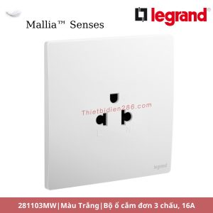 281103MW - Bộ ổ cắm đơn 3 chấu 16A Mallia™ Senses Legrand