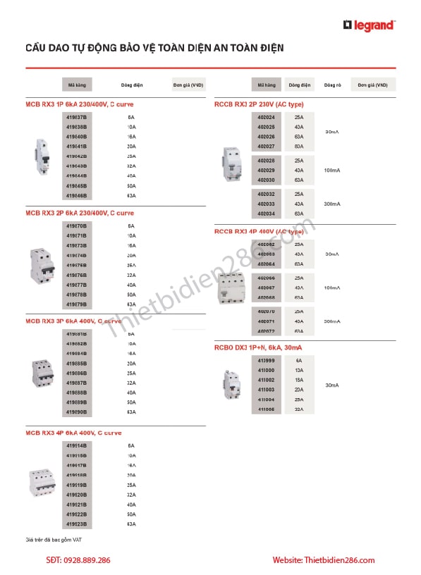 Aptomat chống giật RCBO Legrand