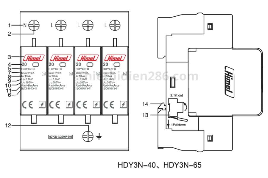 Đặc điểm chống sét lan truyền Himel HDY3N 40kA 60kA