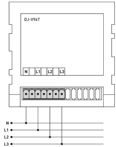 Sơ đò nối đồng hồ đo điện áp 3 pha DJ-V96T