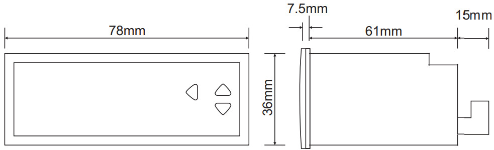 Kích thước DT-311 bộ điều khiển nhiệt độ kỹ thuật số, lắp mặt tủ