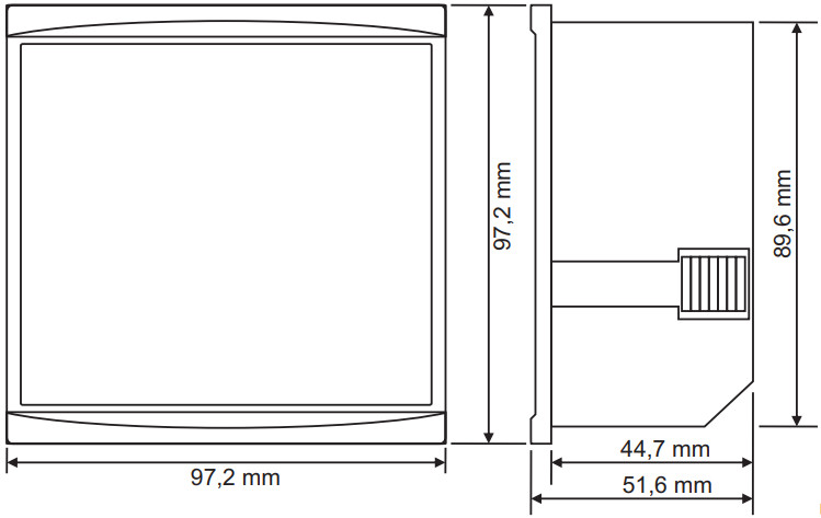 Kích thước đồng hồ đo điện áp 1 pha DJ-V96