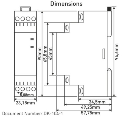 Kích thước DRV-10 Rơ le thời gian điện tử Tense