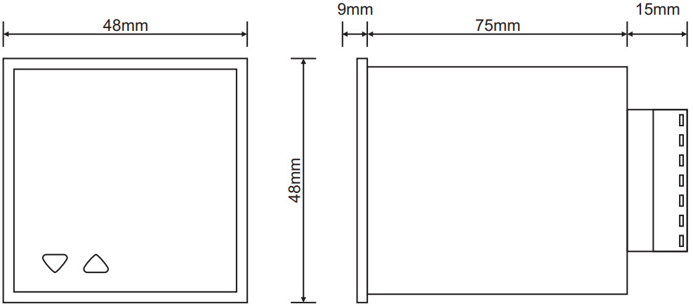 Kích thước bộ điều khiển nhiệt độ DS-48E