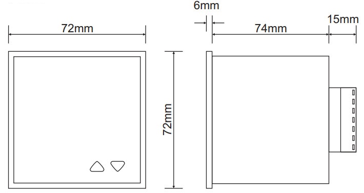 Kích thước DT-72E bộ điều khiển nhiệt độ Tense