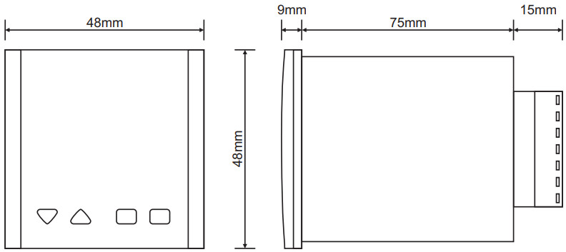 Kích thước ERD-48M Rơ le thời gian Tense