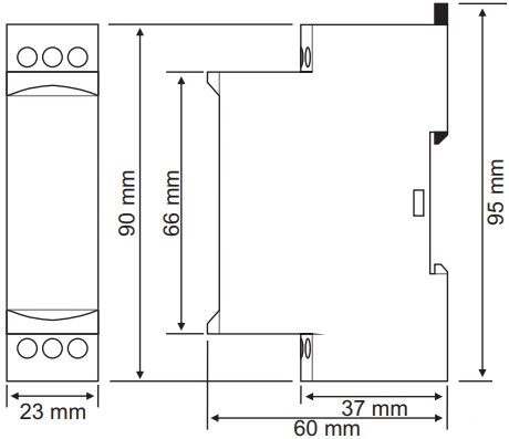 Kích thước ERV-09 Rơ le thời gian đa chức năng