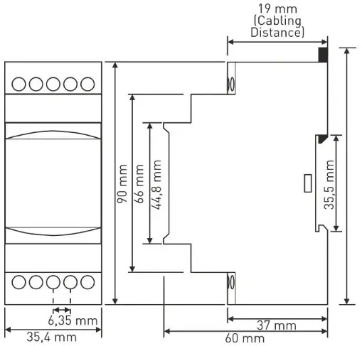 Kích thước GKM-02F Rơ le bảo vệ điện áp 1 pha