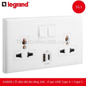 ổ cắm đôi đa năng và ổ sạc 618055 Legrand