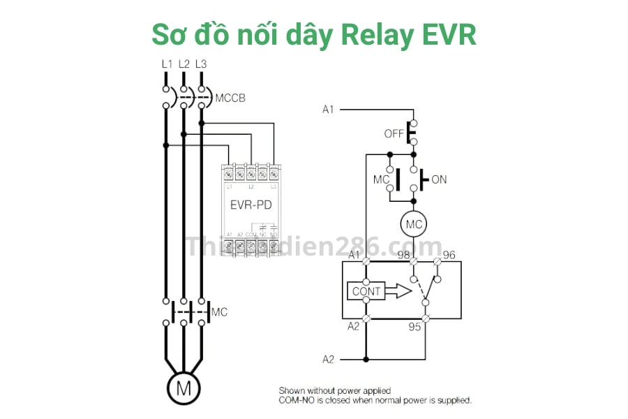 Sơ đồ nối dây rơ le bảo vệ pha Schneider EVR