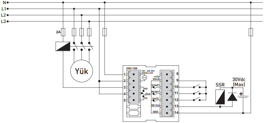 Sơ đồ nối ERD-72M Rơ le thời gian Tense