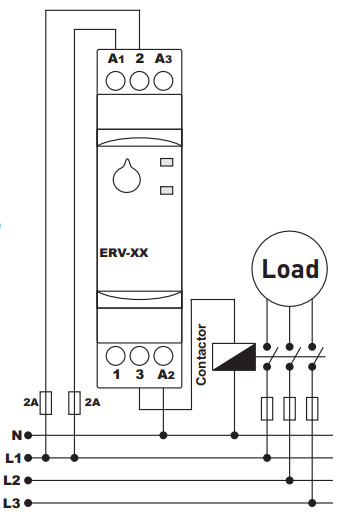 Sơ đồ nối ERV-03 Rơ le thời gian Tense