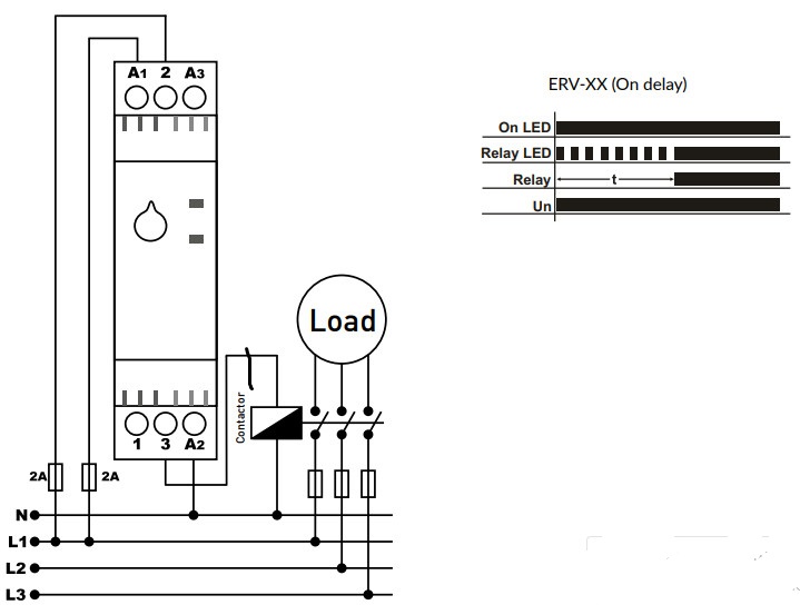 Sơ đồ nối ERV-03D Rơ le thời gian Tense