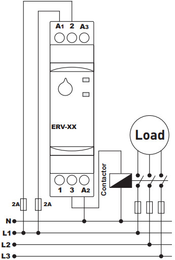 Sơ đồ nối ERV-12 Rơ le thời gian Tense