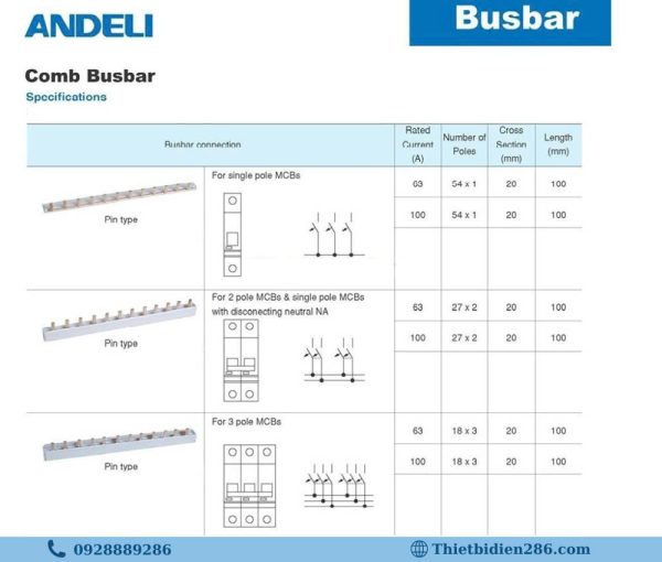 Thanh cài răng lược 1P-2P-3P Andeli