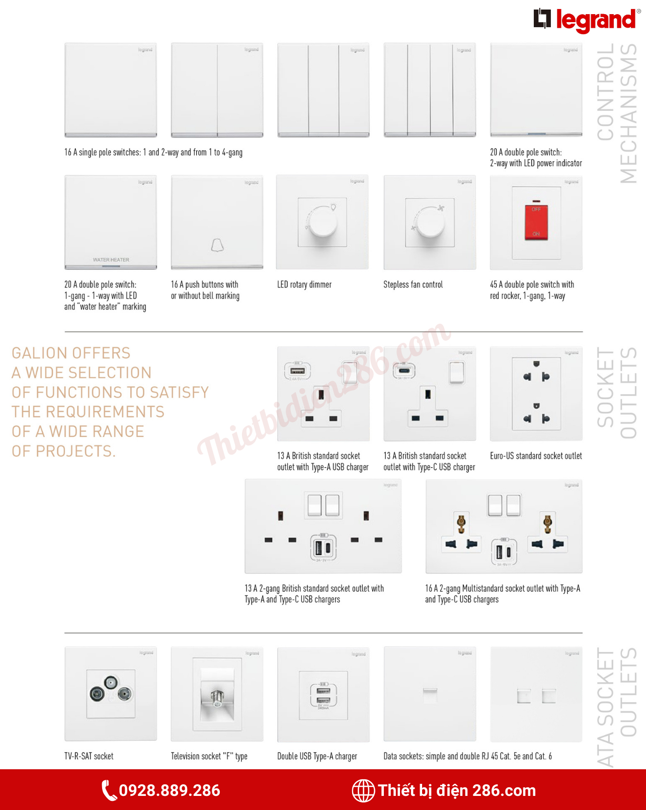 CÔNG TẮC Ổ CẮM GALION™ LEGRAND