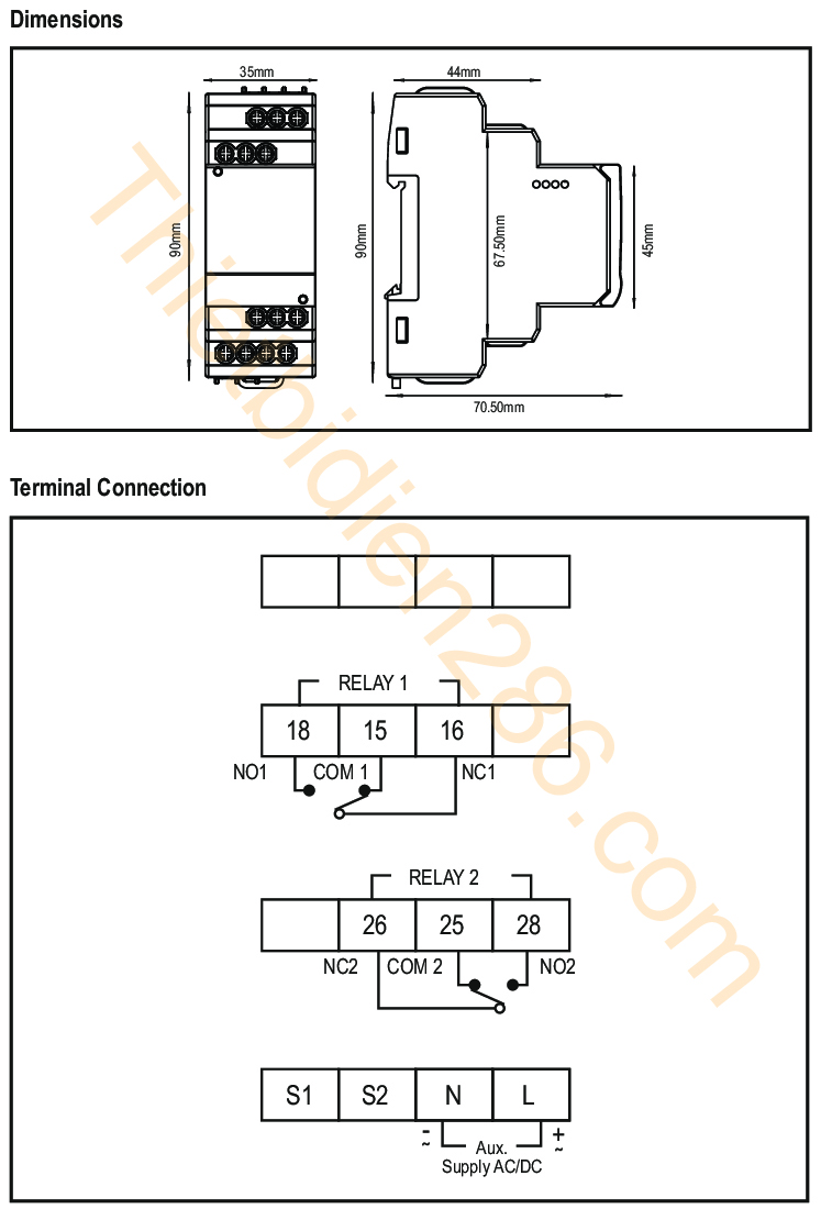 kích thước Selec 900CPR-1-230V