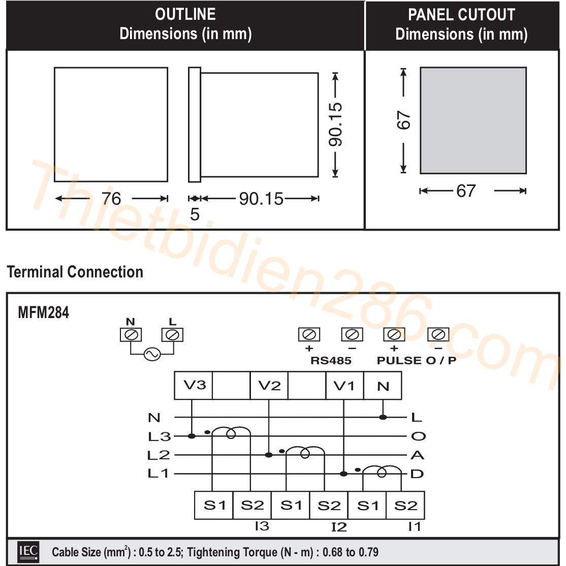 Kích thước Selec MFM284