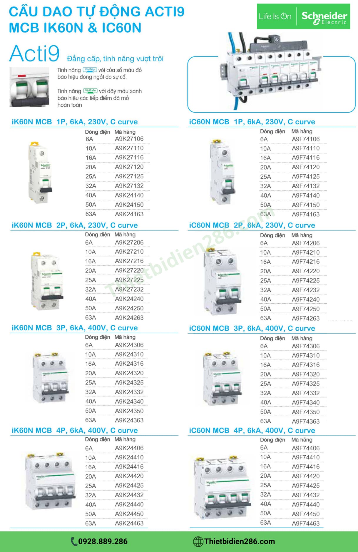 MCB-iK60N-Schneider, MCB-iC60N-Schneider