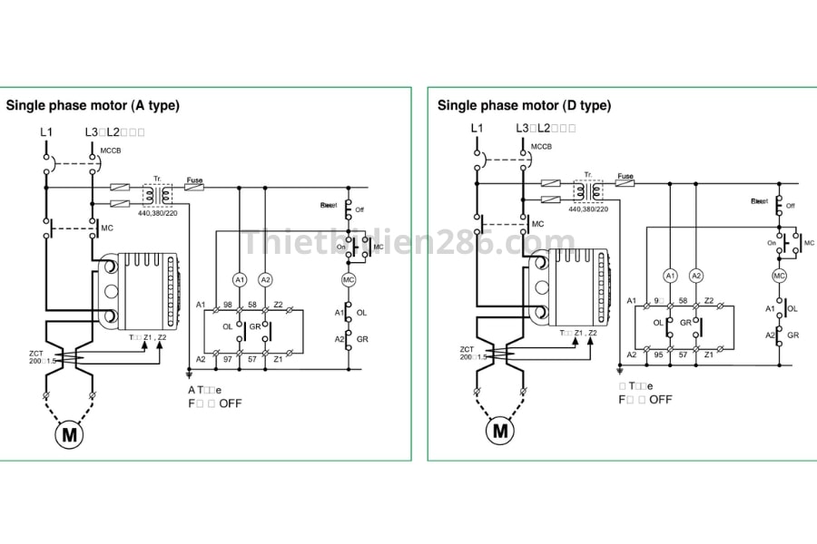 Sơ đồ nối rơ le bảo vệ kỹ thuật số EOCR Schneider