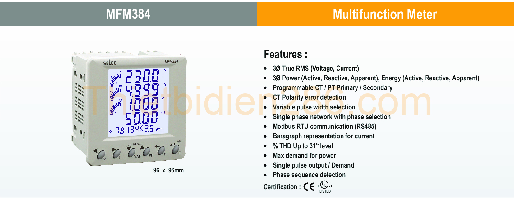 Thông số kỹ thuật Selec MFM384-C