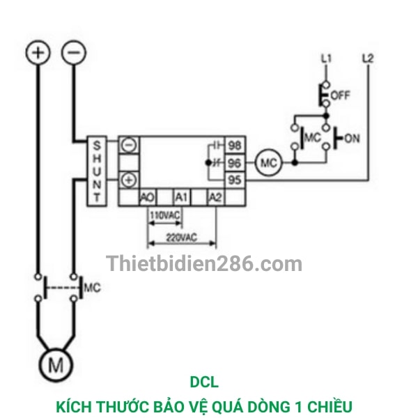 Kích thước bảo vệ quá dòng 1 chiều DCL Schneider