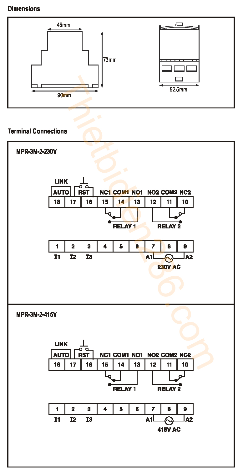 Kích thước, cách kết nối Selec MPR-3M