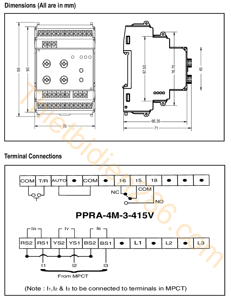 Kích thước Selec PPRA-4M-3-415V