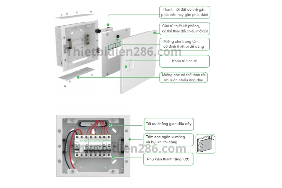 Lắp đặt tủ điện âm tường Acti9 4 Module Schneider