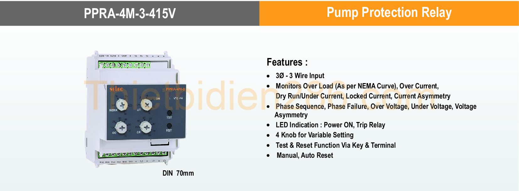 Thông số kỹ thuật Selec PPRA-4M-3-415V