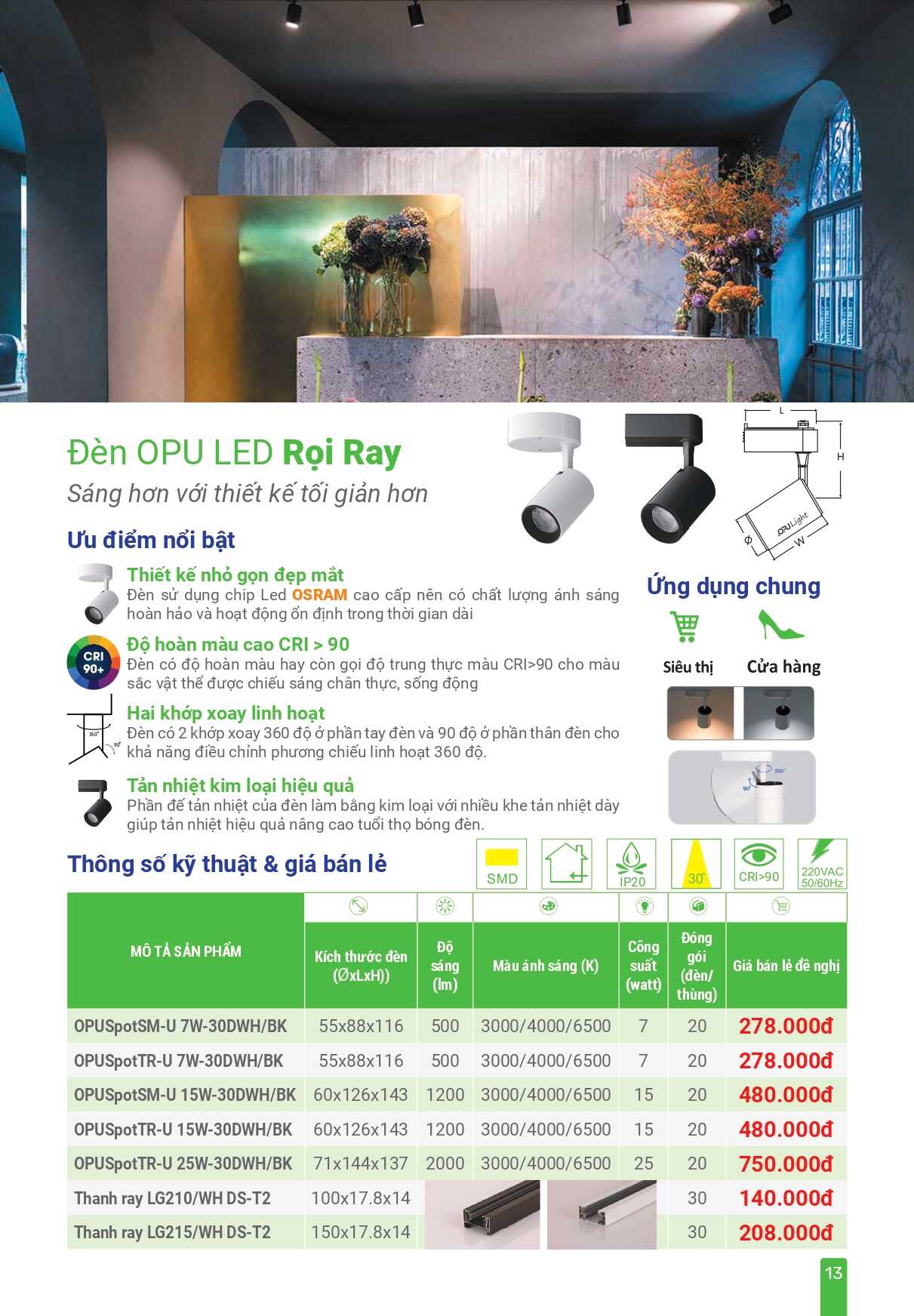 Đèn OPU LED Rọi Ray