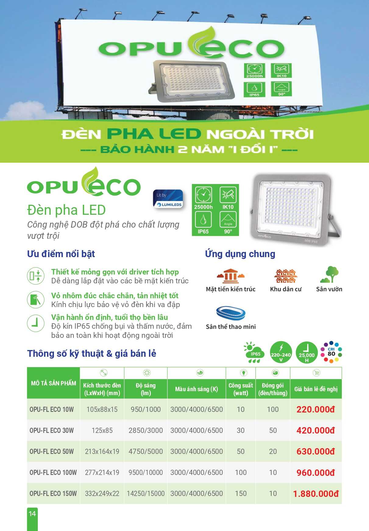 Đèn pha LED OPU ECO