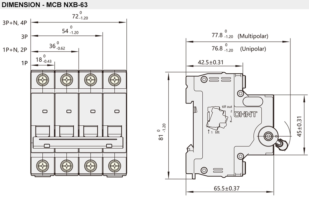 kích thước mcb 6ka chint