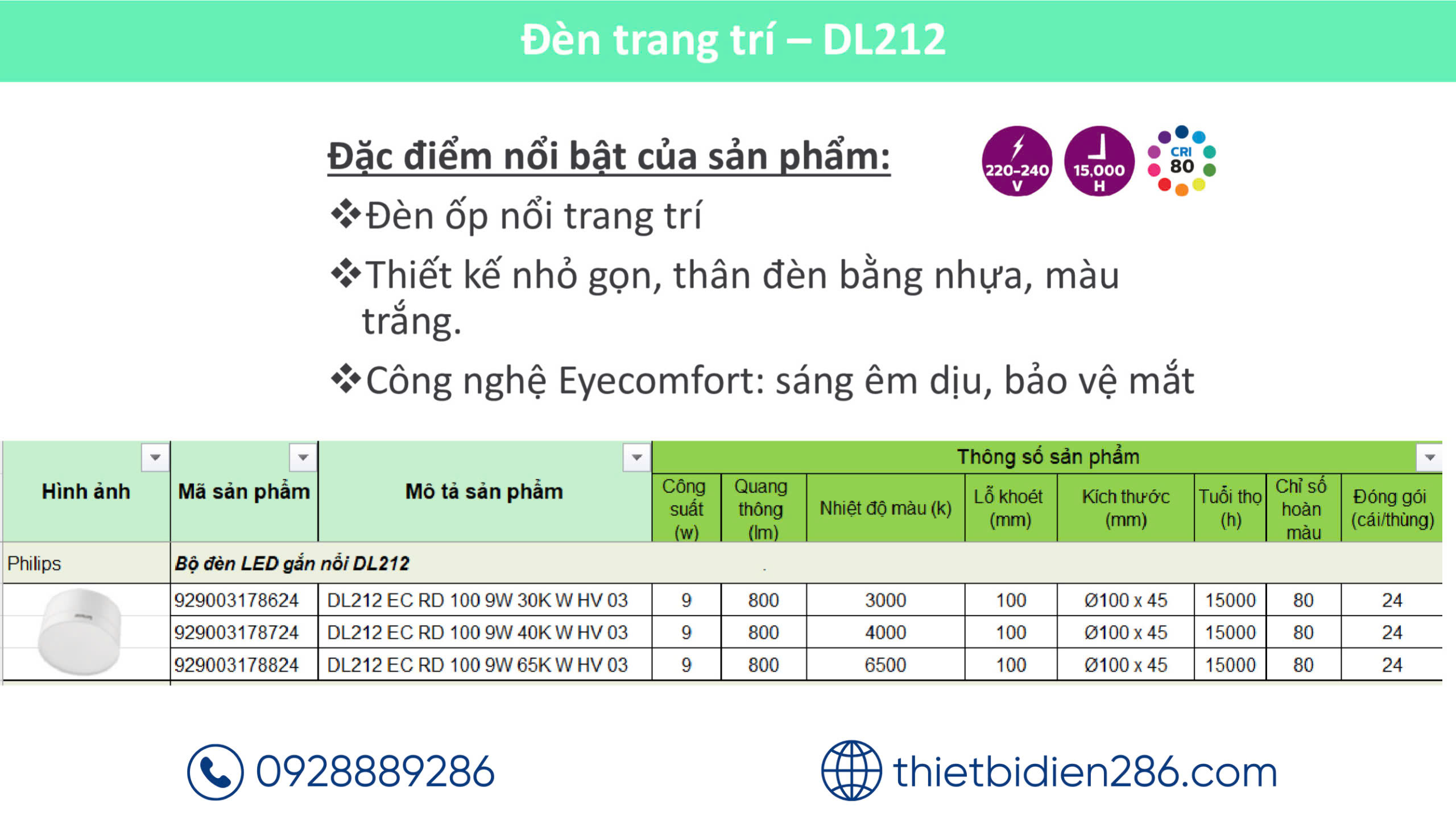 Đèn LED ống bơ DL212 5W EC RD 080 Philips